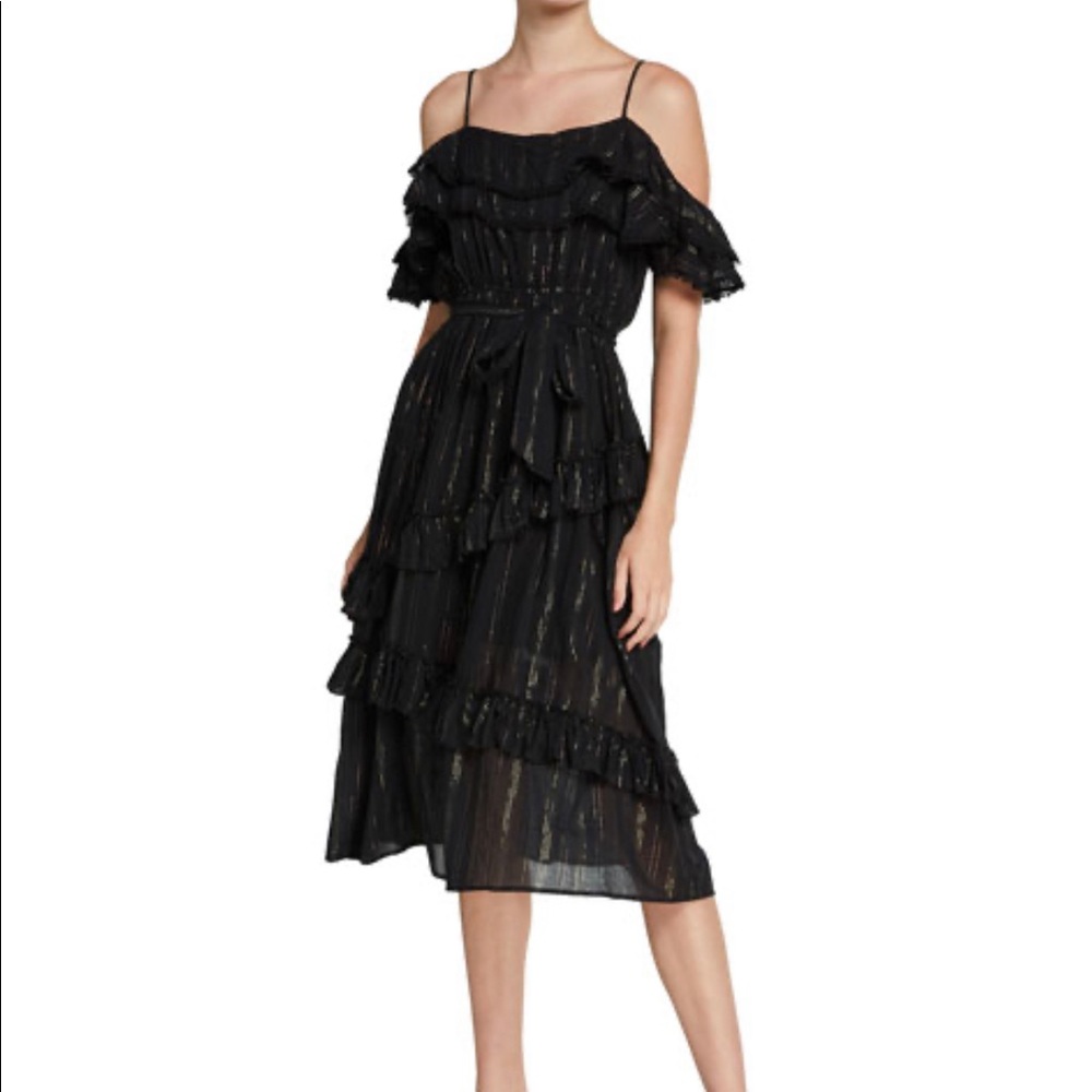 Allison New York Metallic Stripe Ruffle Dress